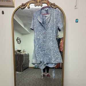 DAVI & DANI Blue Tie-Dye Button-Up Romper